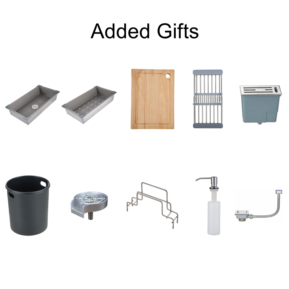 Haustern Uranus Series Hand Crafted Stainless Steel Fusion Sink w accessories - Diamond Black Colour (HT-URANUS-1000-BK)