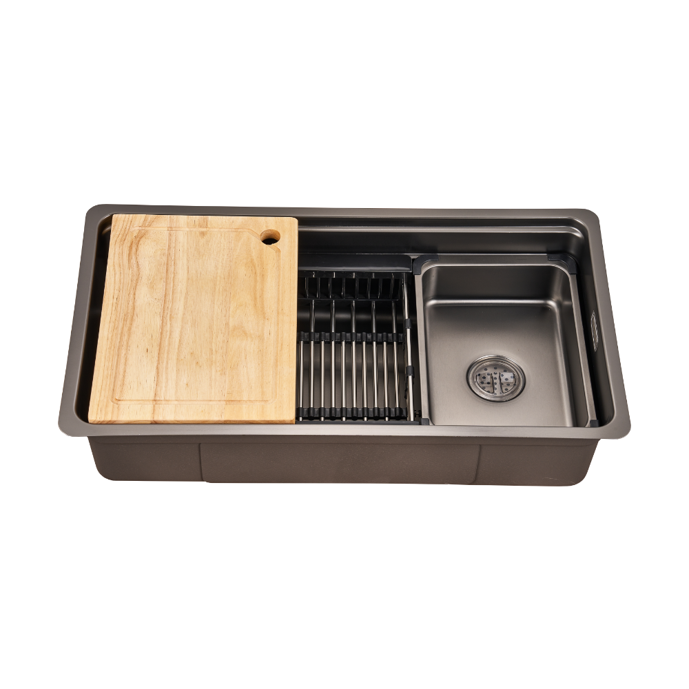Haustern Neptune Series Hand Crafted Stainless Steel Fusion Sink w accessories-Diamond Black Colour (HT-NEPTUNE-780-BK)