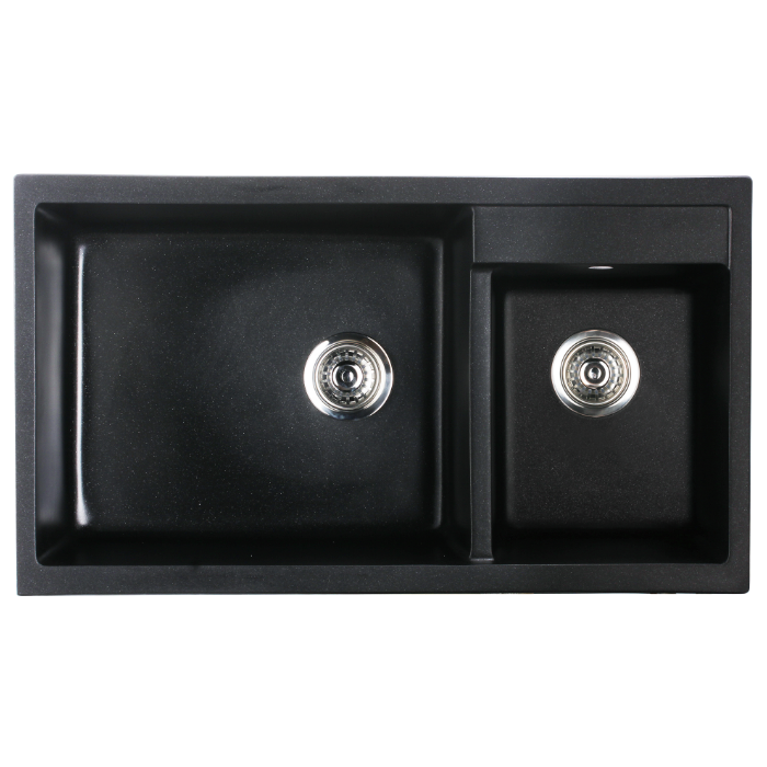 Haustern Starker Series Granite 1B1S Top Mount Kitchen Sink Black Colour(HT-STARKER-623B)