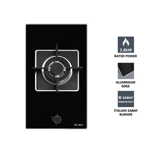 Single Burner Built-in Domino Glass Hob EDH-F3401G(BK)