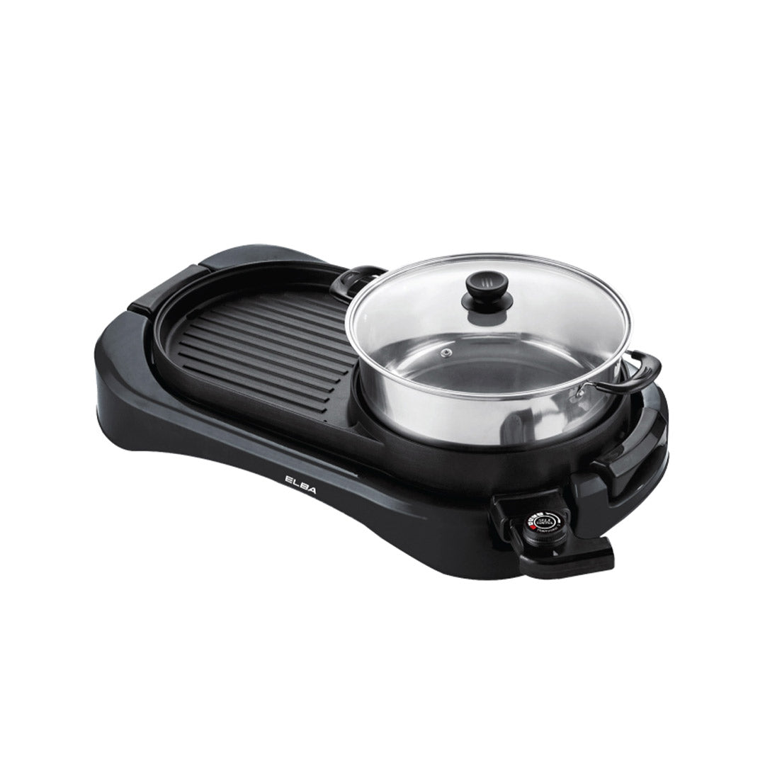 2-in-1 Hot Pot and BBQ Griller EGL-K3051(BK) - Grill Plate and Stainless Steel Pot (3L/1800W)