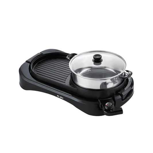 2-in-1 Hot Pot and BBQ Griller EGL-K3051(BK) - Grill Plate and Stainless Steel Pot (3L/1800W)
