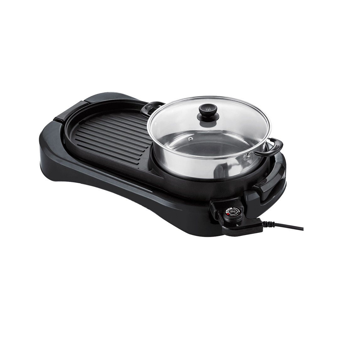 2-in-1 Hot Pot and BBQ Griller EGL-K3051(BK) - Grill Plate and Stainless Steel Pot (3L/1800W)