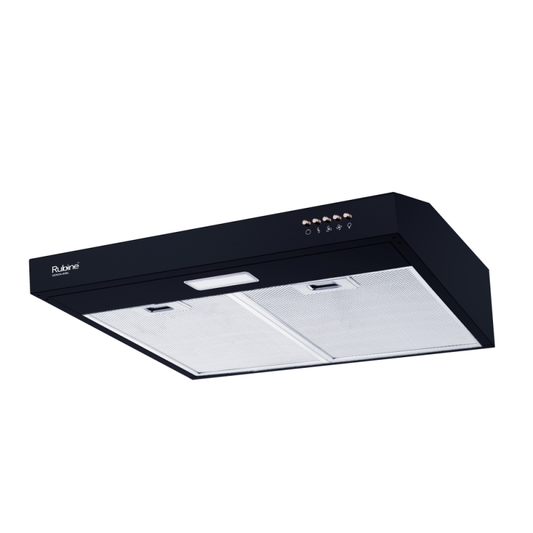 RUBINE RSH-GENOA-60BL Slim Hood 3 Extraction Speed with 5-Layer Aluminium Grease Filter