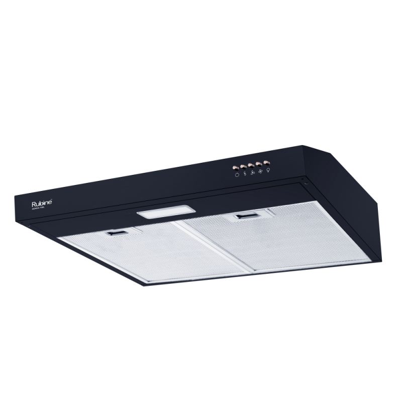 RUBINE RSH-GENOA-75BL Slim Hood 3 Extraction Speed with 5-Layer Aluminium Grease Filter Matte Black