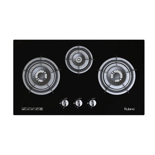 RUBINE RGH-VISTA3B-BL Glass Gas Hob With Flame Power (5.0kw)