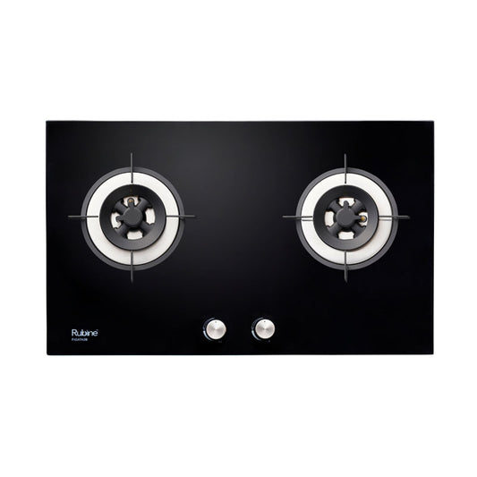 RUBINE RGH-FIGATA2B-BL Glass Gas Hob With Flame Power (5.0kw)