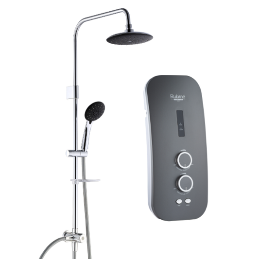 Rubine RWH-SSE891D-RCB Instant Water Heater Inverter DC Pump Rainshower | Carbon Black