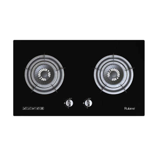 RUBINE RGH-VISTA2B-BL Glass Gas Hob With Flame Power (5.0kw)