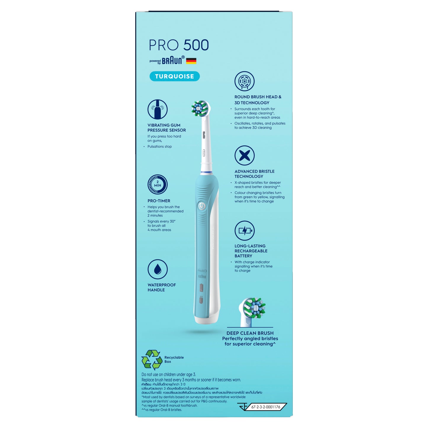 Oral-B Pro 500 Turquoise Deep Clean Electric Toothbrush