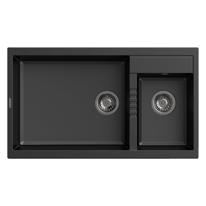 Haustern Prisma Series Granite 2B Top Mount Kitchen Sink Ghisa Black Colour (HT-PRISMA-623B)
