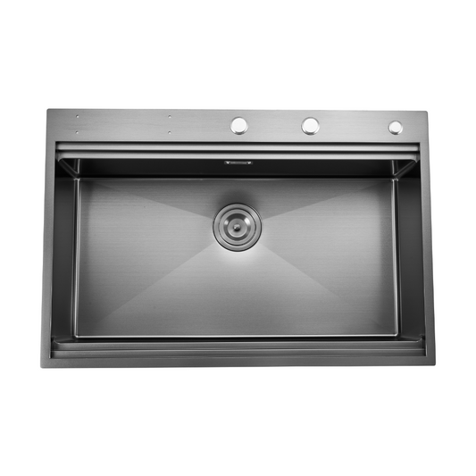 Haustern Mercury Series Hand Crafted Stainless Steel Fusion Sink w accessories-Diamond Black Colour (HT-MERCURY-1000-BK)