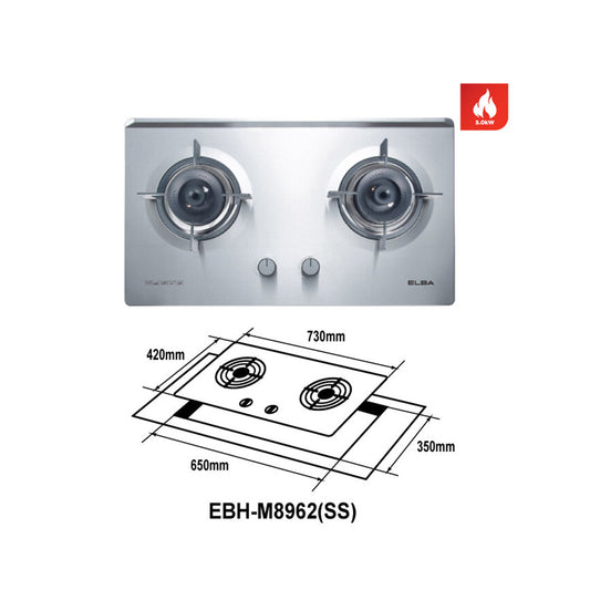 Double Burners Built-in Stainless Steel Hob EBH-M8962(SS)