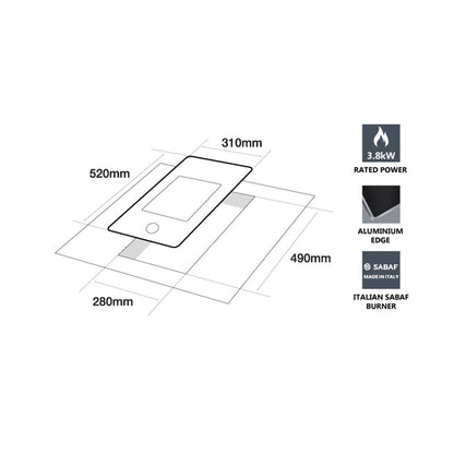 Single Burner Built-in Domino Glass Hob EDH-F3401G(BK)