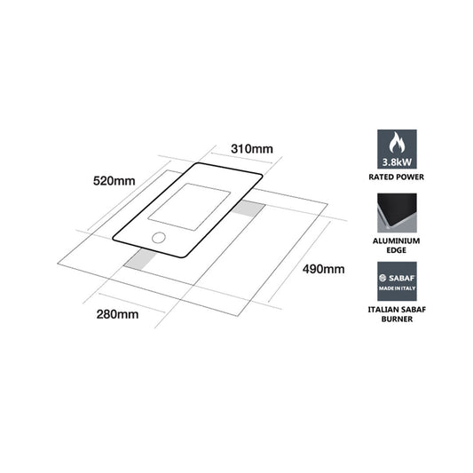 Single Burner Built-in Domino Glass Hob EDH-F3401G(BK)