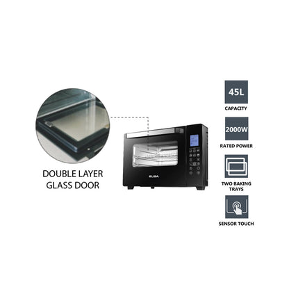 45L Digital Electric Oven EEO-J4591D(BK) - 6 Heating Selections, 8 Preset programs, Black (45L / 2000W)