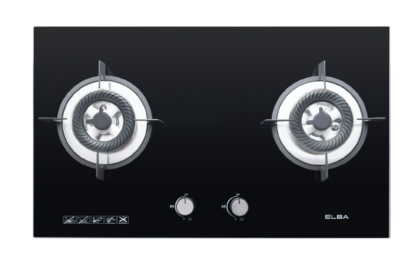 2 Burners Glass Stove EGH-K8842G(BK) - Full Black Tempered Glass (5.0kW)