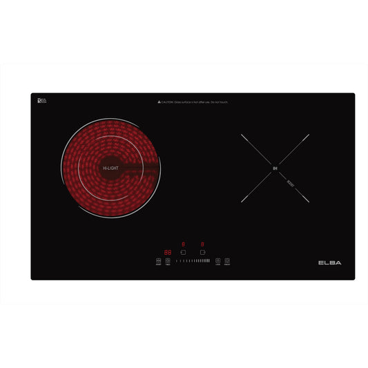 Built-in Combi Induction Ceramic Hob EICH-Q7052ST(BK) Dual Cooking Zones, Vulkera Glass