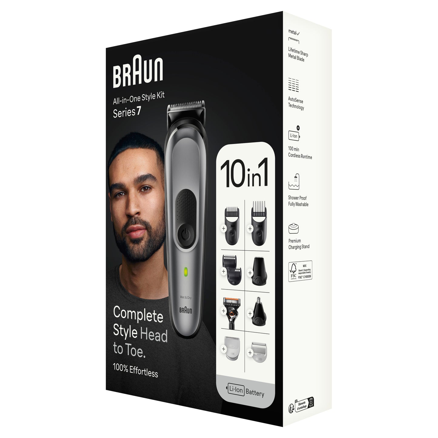 BRAUN ALL-IN-ONE STYLE KIT SERIES 7 7420, 10-IN-1 KIT FOR BEARD, HAIR, MANSCAPING & MORE