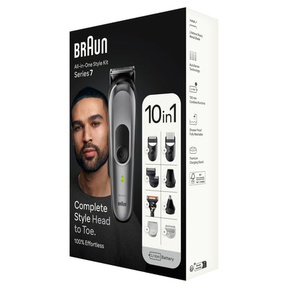 BRAUN ALL-IN-ONE STYLE KIT SERIES 7 7420, 10-IN-1 KIT FOR BEARD, HAIR, MANSCAPING & MORE