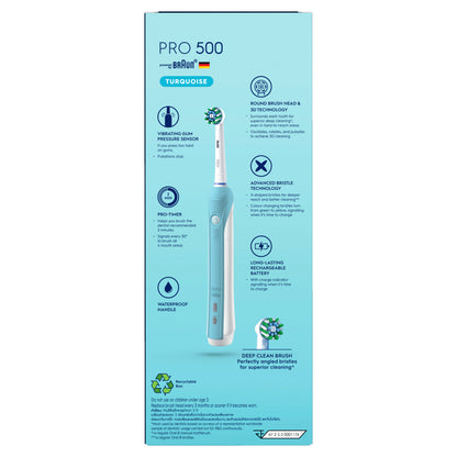 Oral-B Pro 500 Turquoise Deep Clean Electric Toothbrush