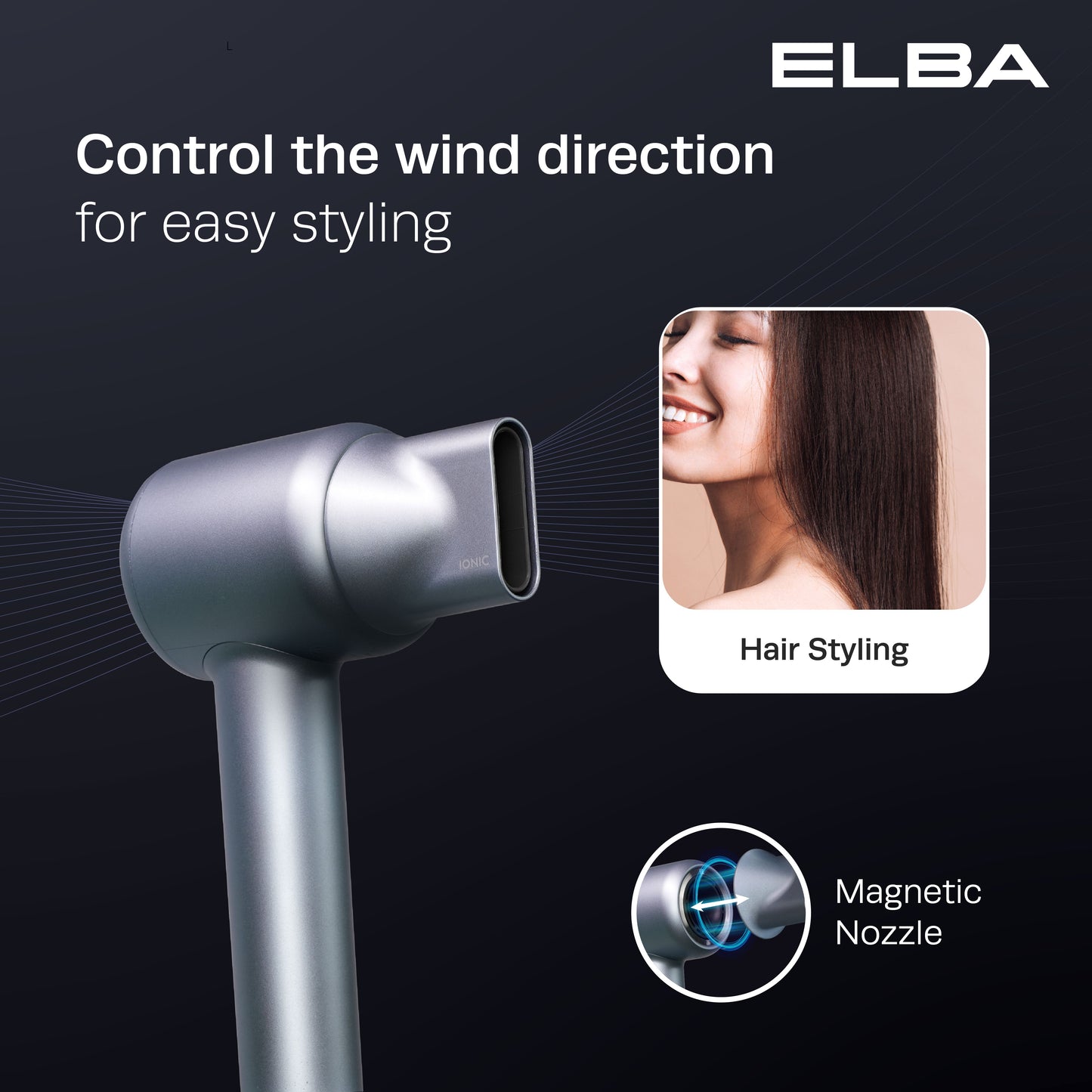 Hair Dryer VOLANTE EHD-Q6663DC(BK) - BLDC Motor, Titanium Grey (1,600W)