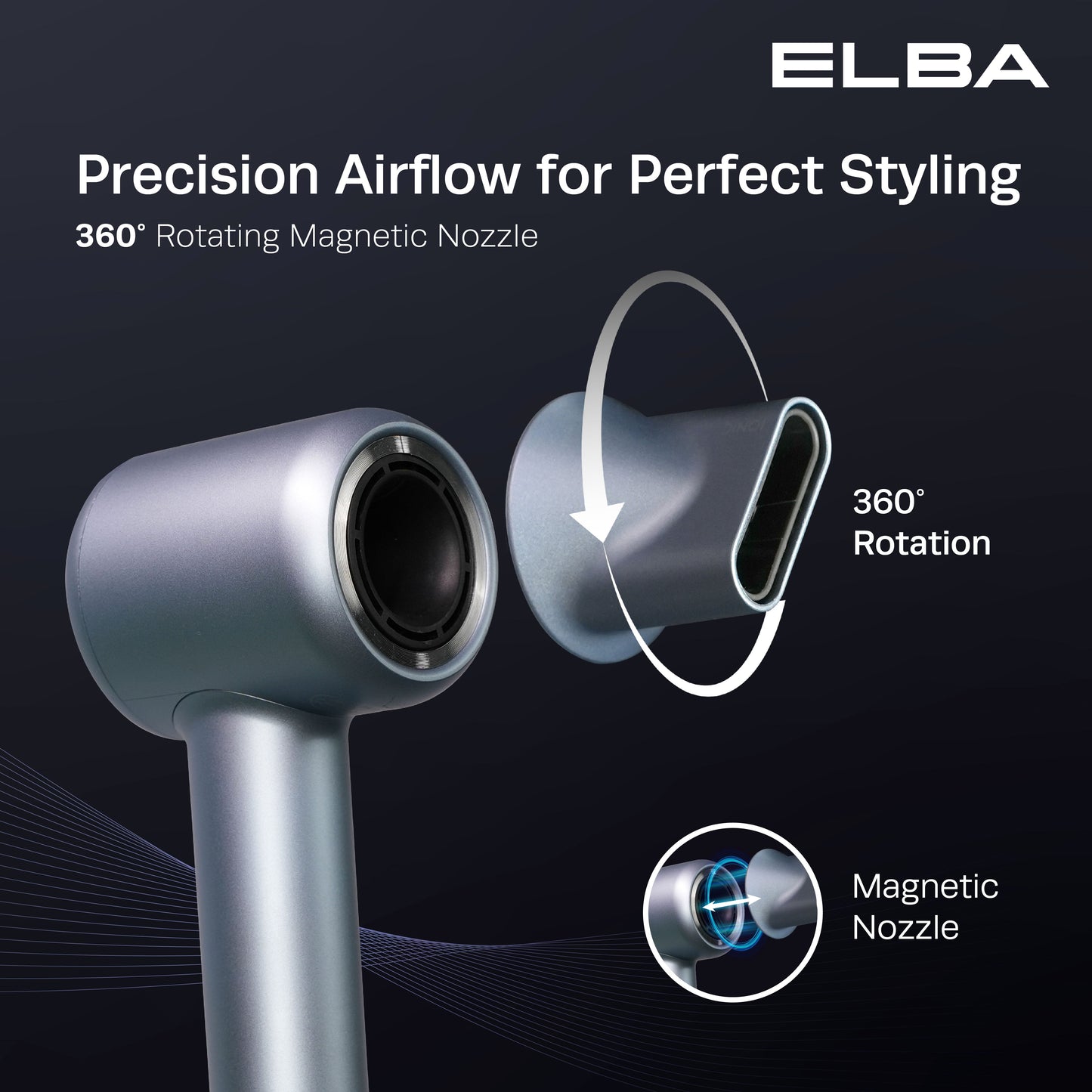 Hair Dryer VOLANTE EHD-Q6663DC(BK) - BLDC Motor, Titanium Grey (1,600W)