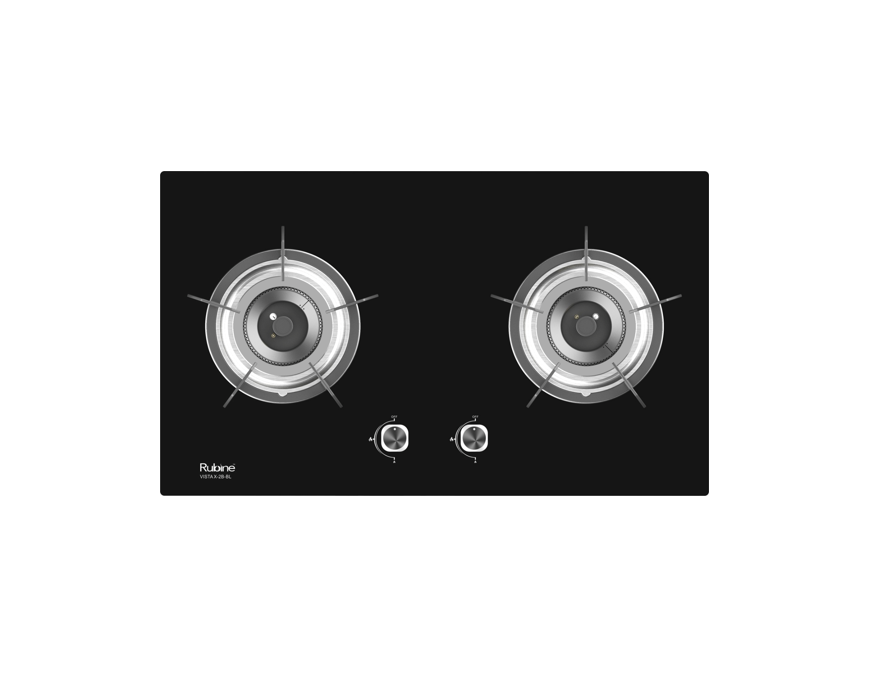 RUBINE RGH-VISTA X-2B-BL GLASS HOB