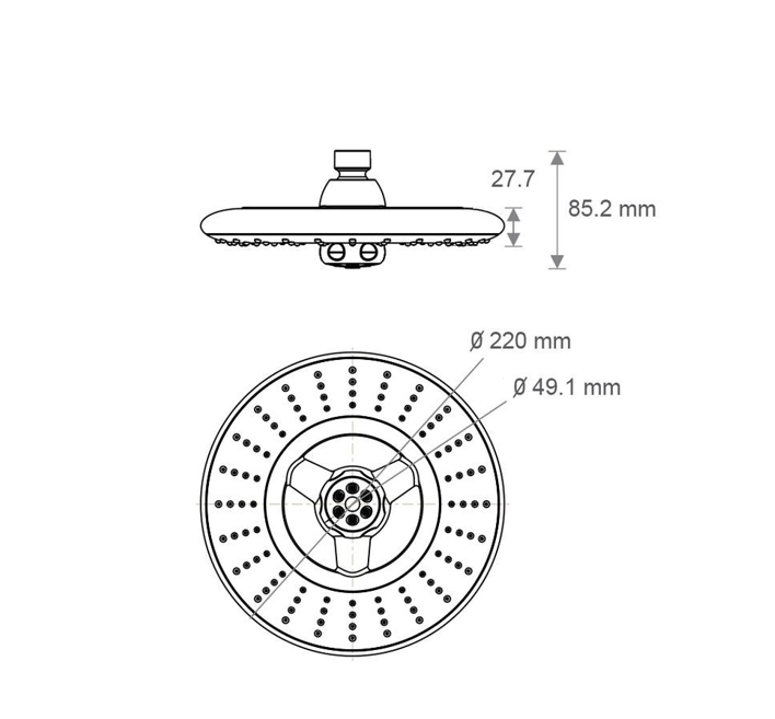 RUBINE 9" Round Rain Shower, Head Shower - RRS-Z11001-B