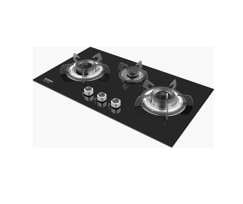 RUBINE RGH-VISTA3B-BL Glass Gas Hob With Flame Power (5.0kw)