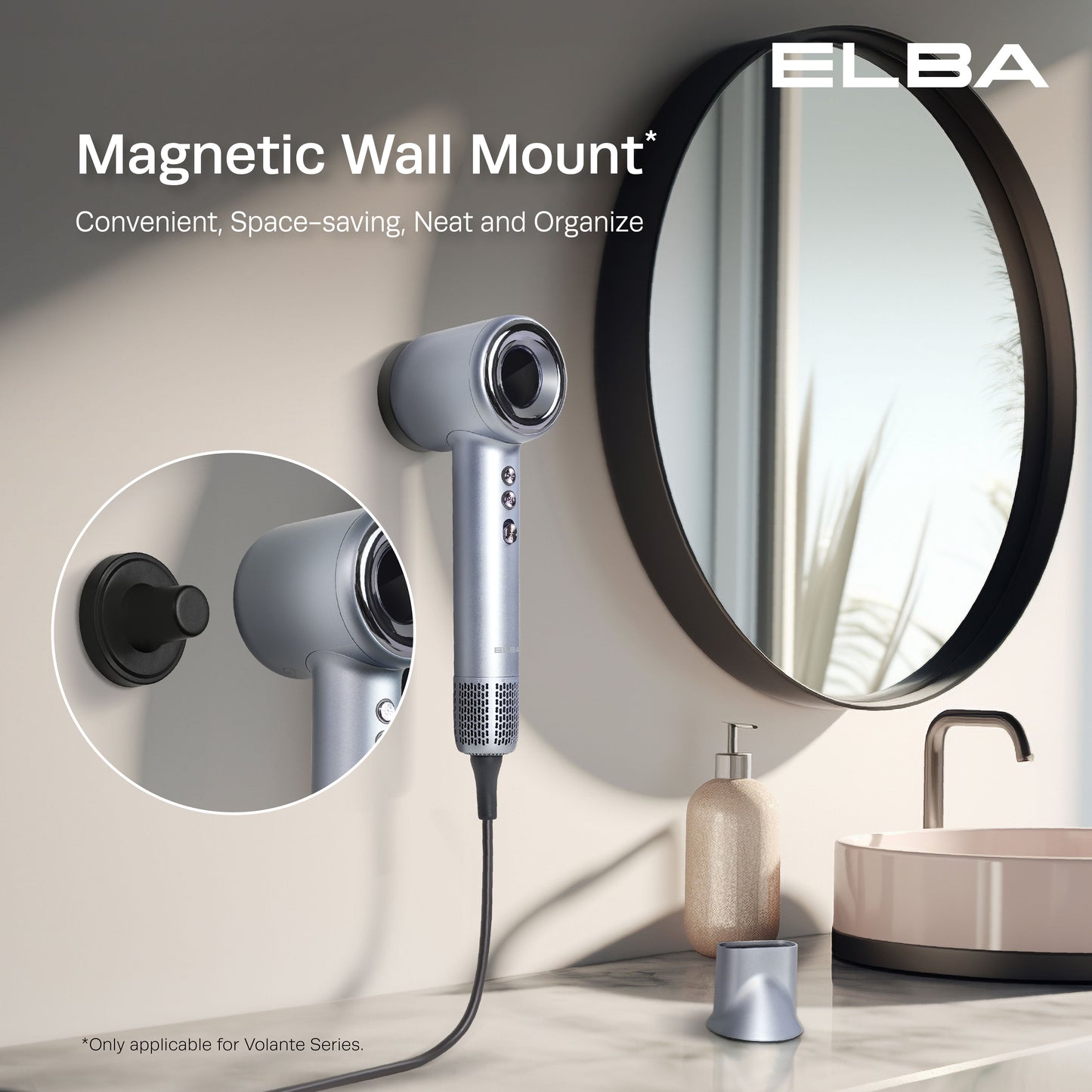 Hair Dryer VOLANTE EHD-Q6663DC(BK) - BLDC Motor, Titanium Grey (1,600W)